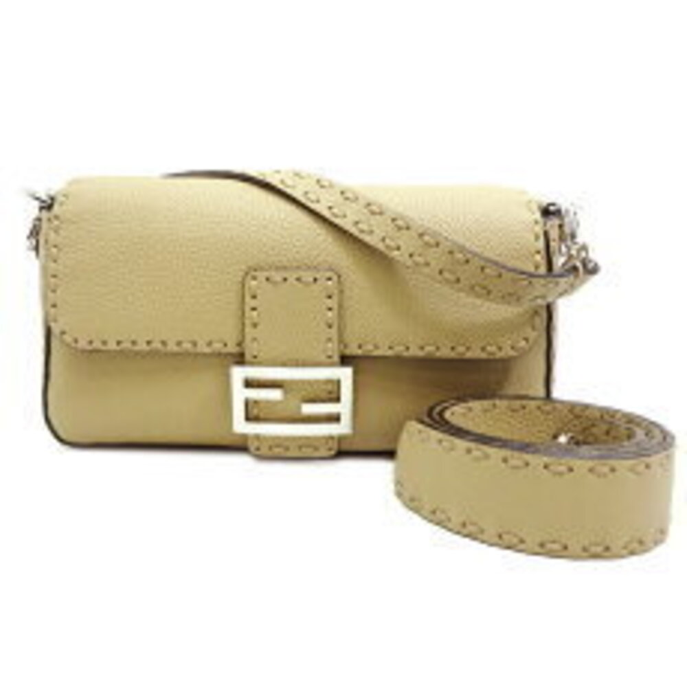 Fendi Selleria Bucket Handbag Calfskin Dove Gray Beige